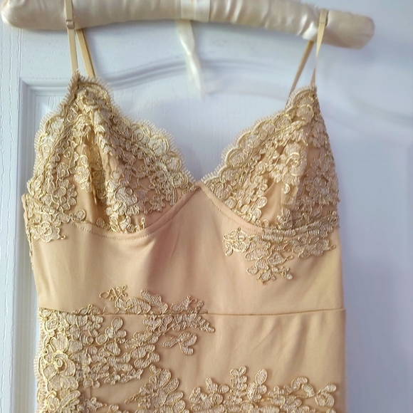 Windsor Dresses & Skirts - Windsor Gold lace high slit gown